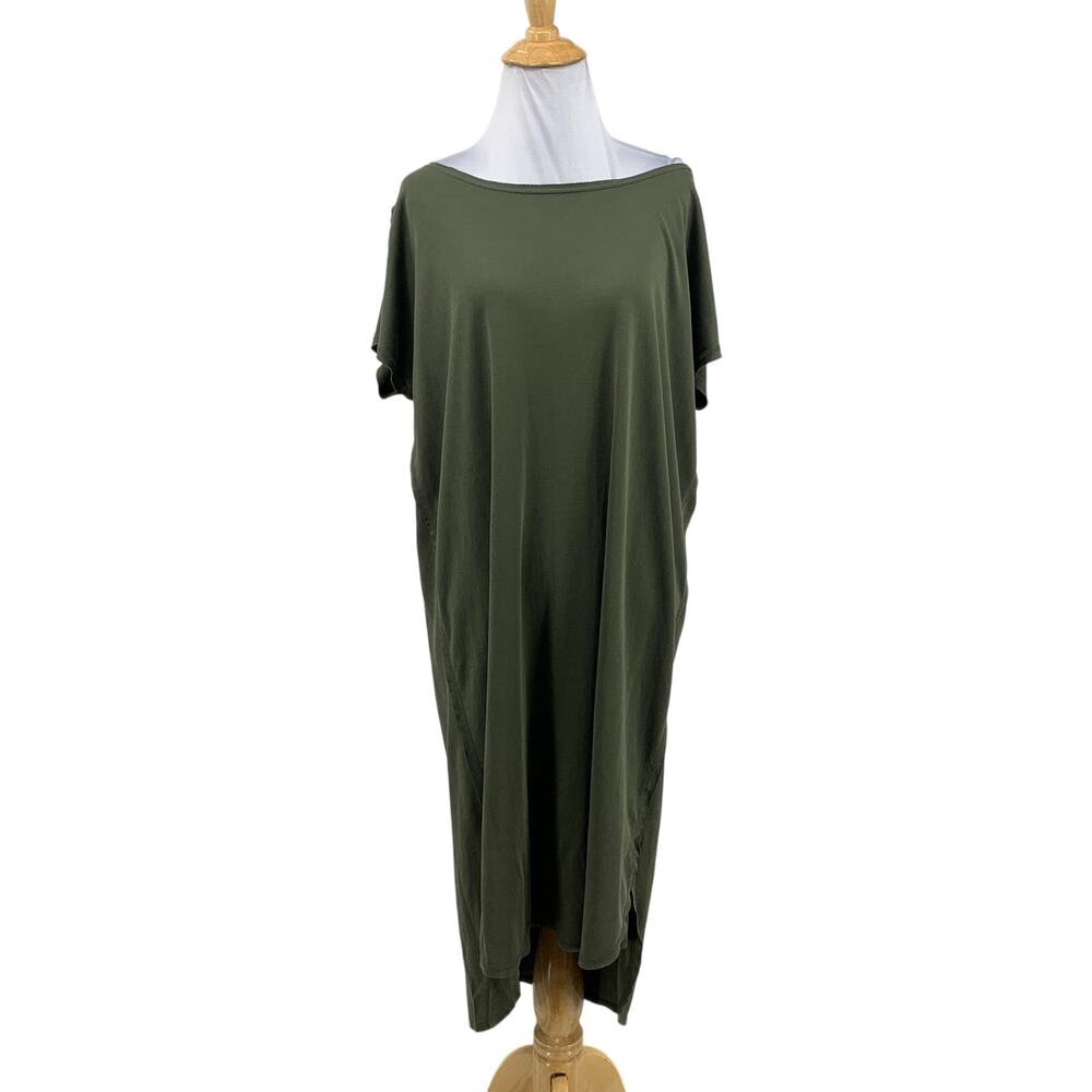 Hope Isabella Dress Womens M Medium Ivy Boat Neck High Low Shapeless Cap Sleeve